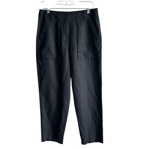 J. Crew Seaside Cargo Pant in Linen Tencel Lyocell Blend Black 6 BW529